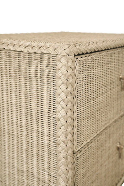 Abigail Two Drawer Light Blue Rattan Side Table