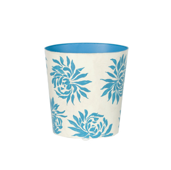 Wastebasket - Dahlia Gold Leaf Handpainted Oval Metal