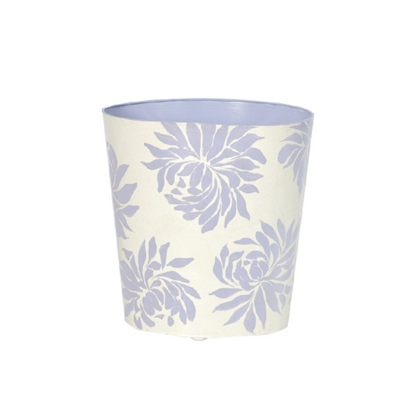 Wastebasket - Dahlia Gold Leaf Handpainted Oval Metal