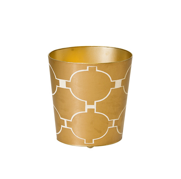 Wastebasket Acadia - Handpainted Oval Metal Wastebasket - Four Color Options