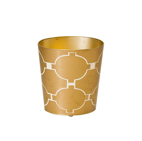 Wastebasket Acadia - Handpainted Oval Metal Wastebasket - Four Color Options