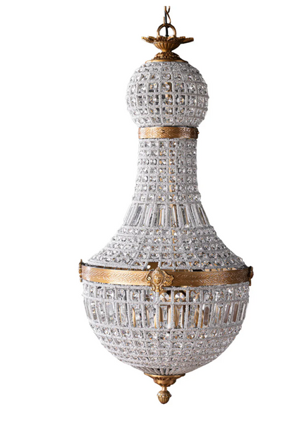 Bezier Glass Bead Chandelier with Antique Brass Detail: Four Size Options - Matthew Izzo Colleciton