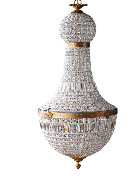 Bezier Glass Bead Chandelier with Antique Brass Detail: Four Size Options - Matthew Izzo Colleciton