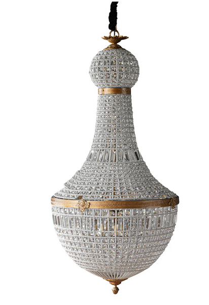 Bezier Glass Bead Chandelier with Antique Brass Detail: Four Size Options - Matthew Izzo Colleciton