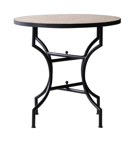 Moroccan Zellige Tile Bistro Table with Unglazed Pink Tiles: Four Size Options - Matthew Izzo Collection