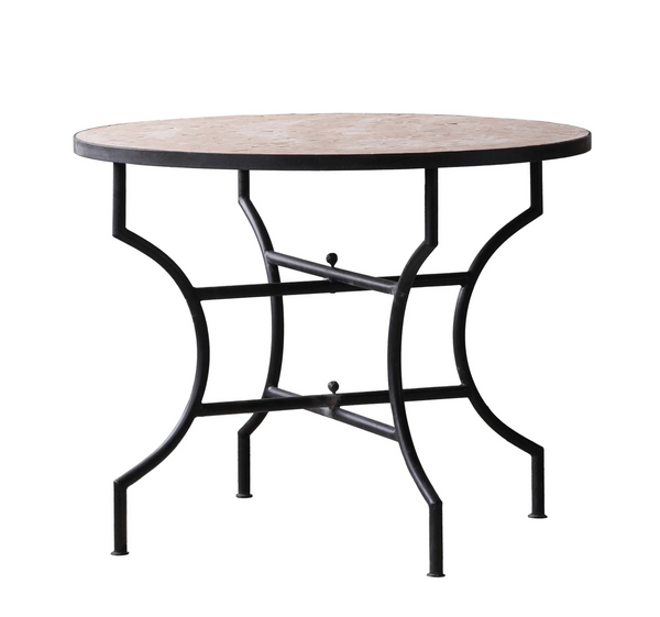 Moroccan Zellige Tile Bistro Table with Unglazed Pink Tiles: Four Size Options - Matthew Izzo Collection