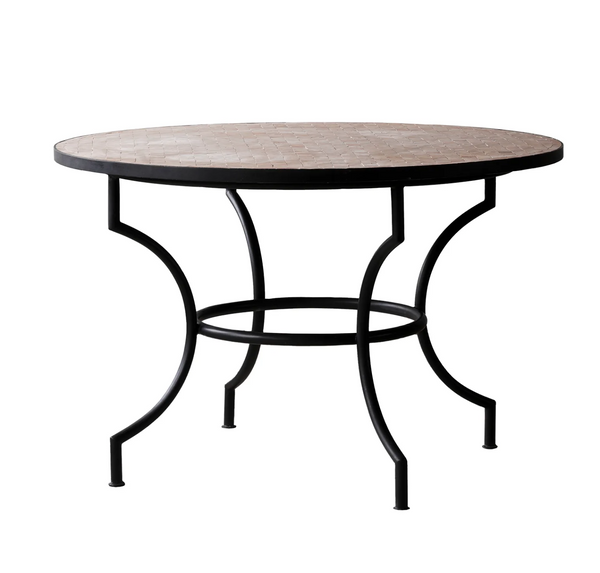 Moroccan Zellige Tile Bistro Table with Unglazed Pink Tiles: Four Size Options - Matthew Izzo Collection