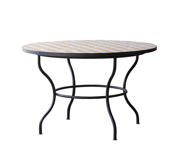 Moroccan Zellige Tile Round Bistro Table in Yellow and White Stripes: Four Size Options - Matthew Izzo Collection