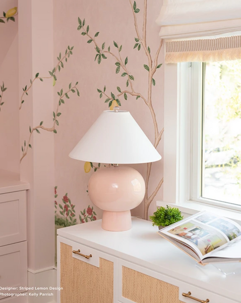 Annie Blush Ceramic Table Lamp w/Linen Coolie Shade