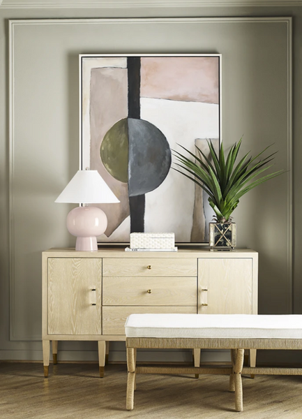 Annie Blush Ceramic Table Lamp w/Linen Coolie Shade