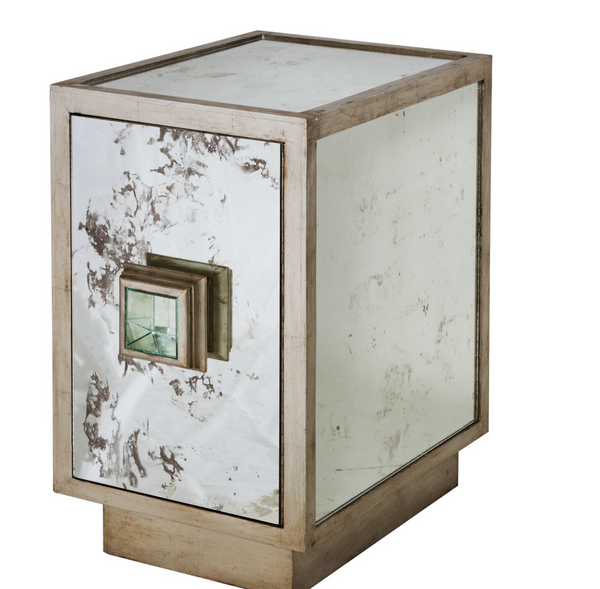 Savannah Silver Leaf & Mirror Accent Table