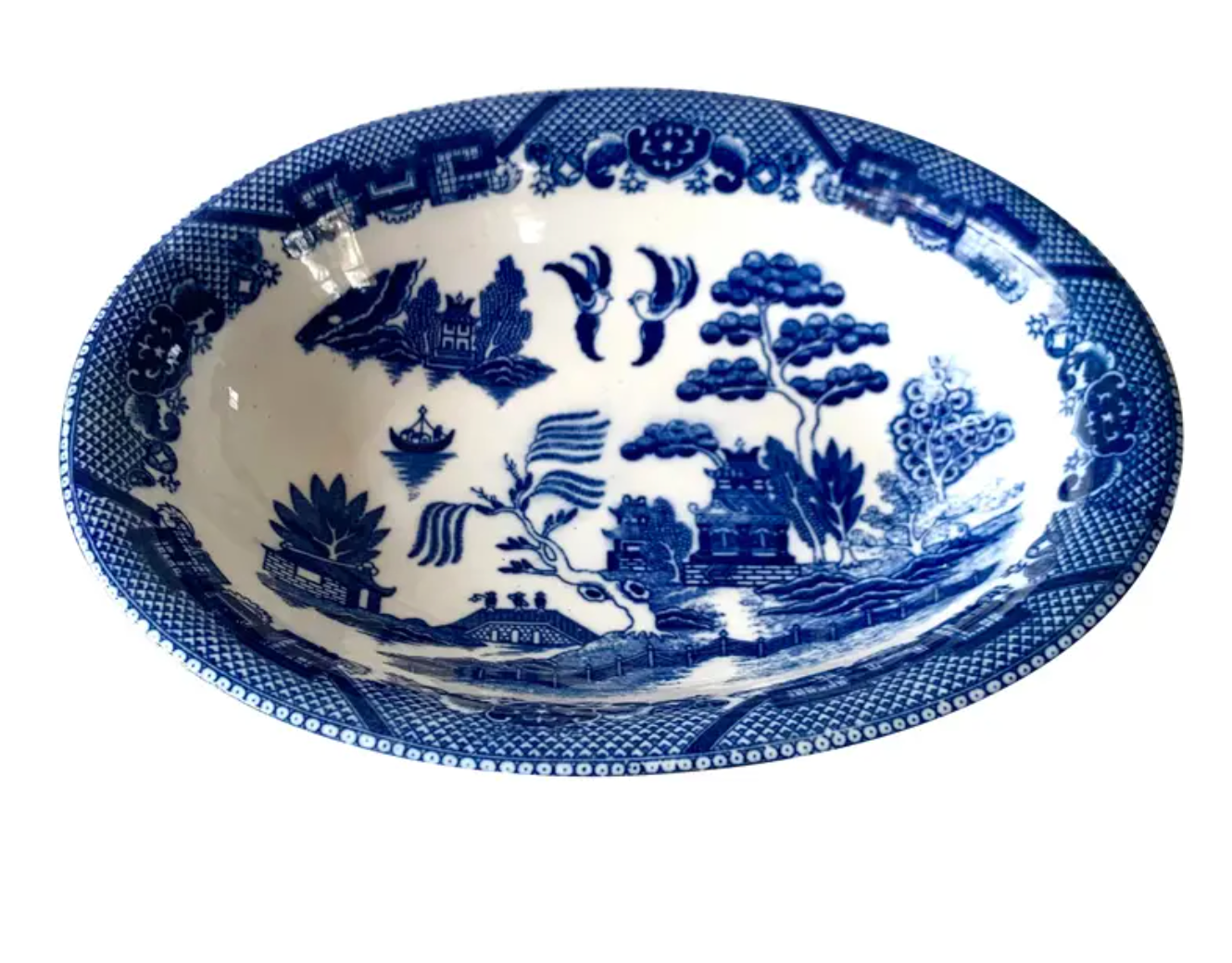 Antique Blue Willow Serving Bowl - Japan Antique Blue Willow Serving Bowl - Japan