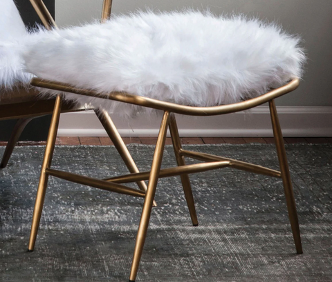 Beauvoir Faux Fur Footstool - Matthew Izzo Collection - Matthew Izzo Home