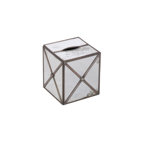 Worlds Away Kleenex Box with Silver Crosshatch - Matthew Izzo Home